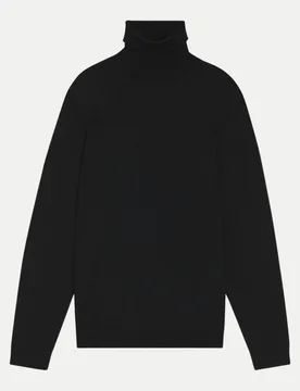 Black Slim-Fit Rollkragenpullover aus Merinowolle Schwarz XL - BOSS - FashionsVida