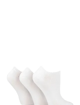 Women's 3 Pair Patterned, Striped, Plain, Ribbed and Mesh Bamboo Trainer Socks White Ribbed 4-8 Ladies - White - Size: Small - SockShop - FashionsVida