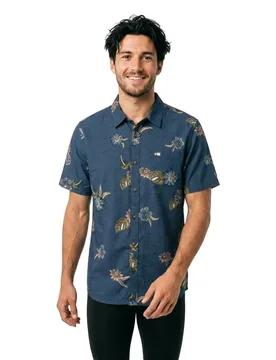 Chemise à Manches Courtes Session Button Up Channel Blue L - Salty Crew - FashionsVida
