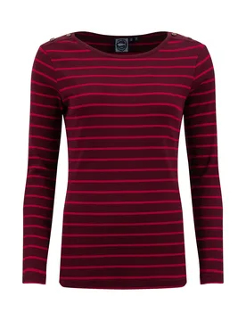 Weird Fish Blaine Ribbed Striped Long Sleeve T-Shirt Red Grape Size 18 - new-arrivals all new-arrivals womens offers all-offers offers womens-offers w - Acer Red - FashionsVida