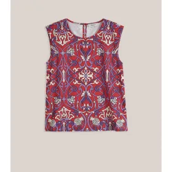 Blusa de mujer estampada con cuello redondo