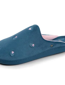 Chaussons mules Bleu canard fleurs bleu canardfleurs 40 - Isotoner - FashionsVida