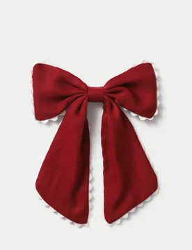 Back To School Burgandy Scallop Edge Bow Burgundy Female - M&S - FashionsVida