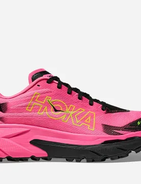 Women's Mafate 5 Trail Shoes in Neon Rose/Black, Size 6 - HOKA - FashionsVida