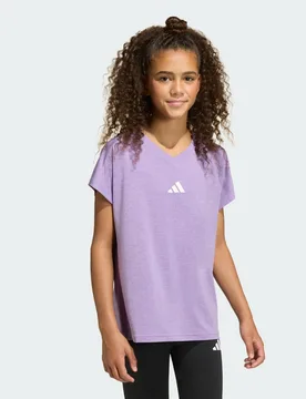 T-shirt Go-To con collo a V per bambini 5-6A Active Purple / Ice Lavender / White - Adidas - FashionsVida