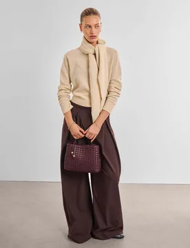 Faux Leather Woven Top Handle Grab Bag Cherry Red female - Katie Loxton - FashionsVida