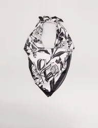 Floral Square Scarf Black Mix female