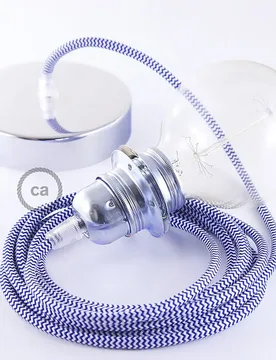 Cables Lampe Suspendue Pendel Pour Abat-jour Rz12 Zigzag 1 M Blue / Chrome Plated One Size - Creative - FashionsVida