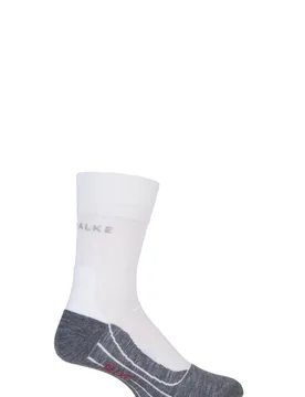 Pair White / Grey RU4 Cool Volume Ergonomic Cushioned Crew Running Socks Men's 5.5-7.5 Mens - - White - Size: 5.5-7.5 Mens - Falke - FashionsVida