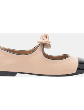 Zapatos de mujer tipo mercecitas planas en napa soft con adorno en forma de lazo - Dansi - FashionsVida