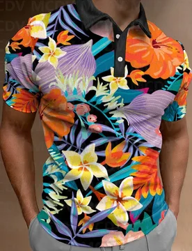 Men's Plant Mural Design Hawaii Short-Sleeved Polo Shirt Man Clothing Polo shirt for men - Aliexpress - FashionsVida
