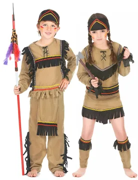 Indianer-Paar-Kostüm für Kinder braun-schwarz - BCI - FashionsVida
