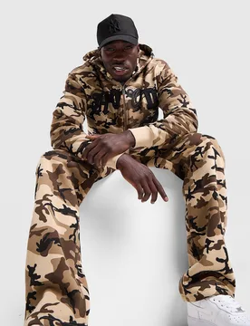 Mens Camo Iron All Over Print Full Zip Hoodie - Marrone, marrone marrone Uomo taglia L - Hoodrich - FashionsVida