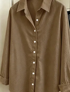 Camisa de manga larga de unicolor versátil y casual para mujer XL - Shein - FashionsVida