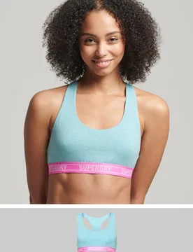 Superdry Damen Kurzes Bustier aus Bio-baumwolle mit Buntem Logo Blau - Größe: 34 - 29.99 - FashionsVida