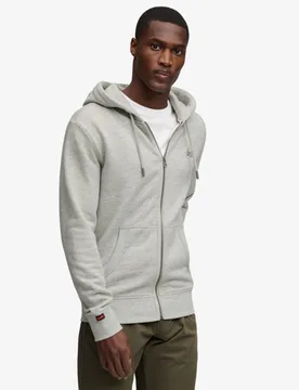 Superdry Herren Essential Logo Zip-hoodie mit Angerauter Innenseite Grau - Größe: L - 79.99 - FashionsVida