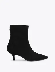 Suede Pointed Kitten Heel Ankle Boots Black female