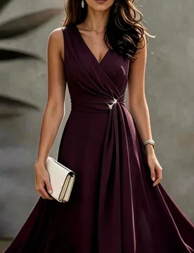 Vestido largo sin mangas elegante con cuello en V para mujer, vestido de fiesta, vestido para citas, XXL - Shein - FashionsVida
