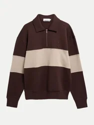 Troyer Sweatshirt Gestreift Braun L