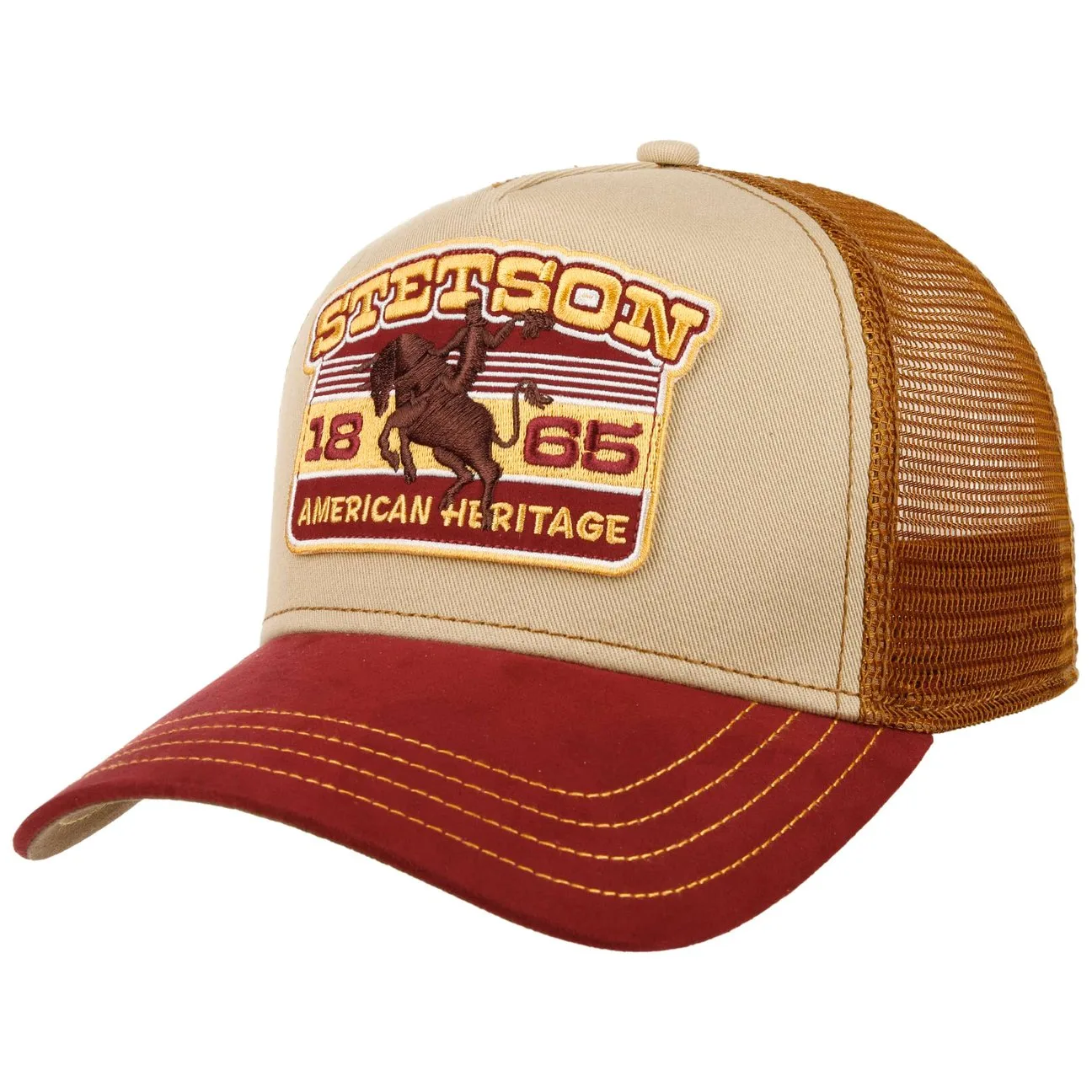 Heritage Rodeo Trucker Cap by - beige-red - Size: One Size - Stetson - FashionsVida