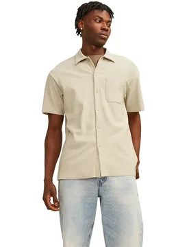 Chemise à Manches Courtes Mykonos Plisse Fields Of Rye XL - Jack & jones - FashionsVida