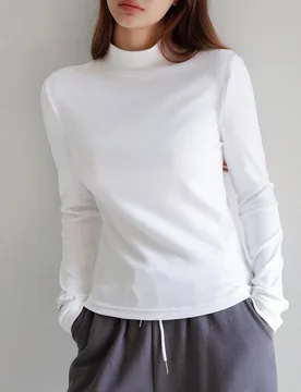 Camiseta de cuello alto sólido, blusas de manga larga para mujer de otoño, con forro térmico L - Shein - FashionsVida