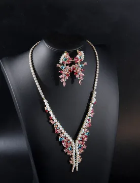 New Dazzling Charm Color Necklace Earrings Bracelet Set Women's Light Luxury Accessories Wedding Holiday Bridal Gift M-951 - Aliexpress - FashionsVida