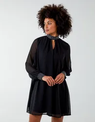 Shift Diamante Collar Midi Dress - S / BLACK - female
