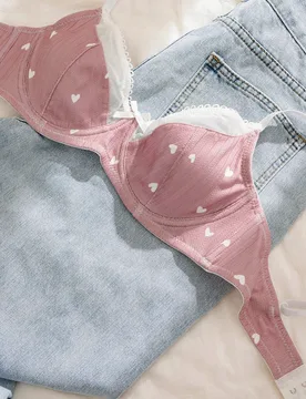Sujetador de mujer con bloques de color y estampado en forma de corazón, estilo kawaii M - Shein - FashionsVida