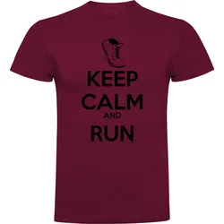 Keep Calm And Run Short Sleeve T-shirt Dark Red XL Men