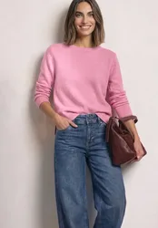Langarm Pullover mit Boat Neck female Pink