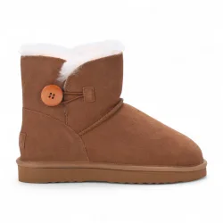Women's Sheepskin Suede Ankle Bootie Warm Winter Boots - Alpine in Tan Size: 7 - Tan - Size: 7