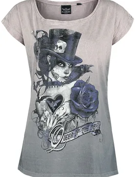 Gothic T-Shirt - Queen Of The Dead - S bis 3XL - für Damen - Größe XXL - rosa - Frauen - female - Alchemy England - FashionsVida