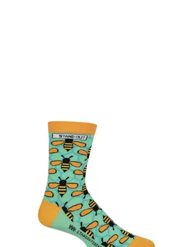 Pair Manchester Bee Cotton Socks Manchester Bee 8-12 - Multi Coloured - Size: 8-12 - Stand Out Socks - FashionsVida