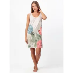 Camisón corto de mujer de punto viscosa con detalles de puntilla lencera