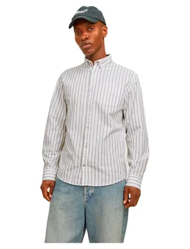 Camicia A Maniche Lunghe Oxford Crockery / Stripes Stripes 2XL - Jack & jones - FashionsVida