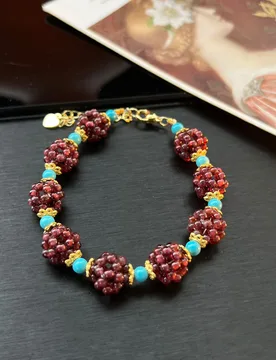 Hand‑Woven Grape Ball Beaded Bracelet For Women Retro Fashion Simulated Turquoise Mix Beads Stackable Wrist Jewelry - Aliexpress - FashionsVida