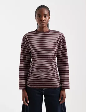 TSBETT L/S STRIPED SHOULDER TOP JRS feale - M - FashionsVida