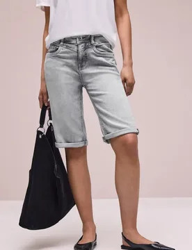 Slim Leg Bermuda mit Turn-Up-Detail female Grau - Street One - FashionsVida