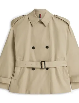 Gabardina corta de mujer en algodón con cinturón - Tommy Hilfiger - FashionsVida