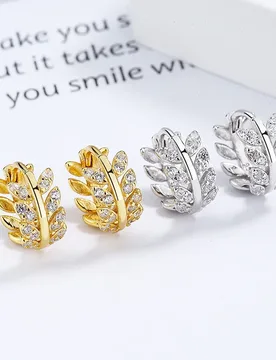 Sterling Silver Leaf Wheat Ear Earrings Women Ins Minimalist Niche Hoop Ear Clips Fashion Design Premium Jewelry - Aliexpress - FashionsVida