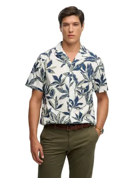 Camicia A Maniche Corte Cabana Poolside Banana Leaf Ecru M - Superdry - FashionsVida