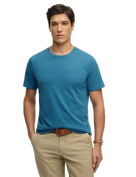 Maglietta A Maniche Corte Classic Essential Copen Blue S - Superdry - FashionsVida