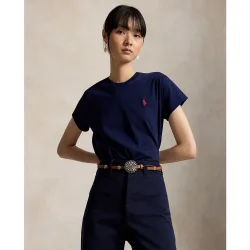 Camiseta de mujer de punto de algodón de manga corta