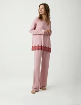 Pijama de mujer micromodal con detalle de encaje - Pluto - FashionsVida
