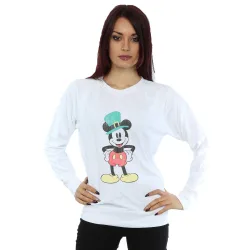 Women's Mickey Mouse Leprechaun Hat Sweatshirt in White Size: Medium - White - Size: M