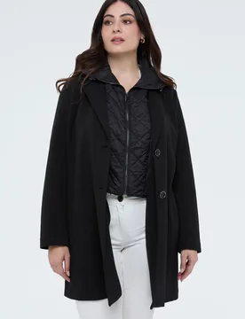 Abrigo de mujer con pechera desmontable cierre con botones - Fiorella Rubino - FashionsVida