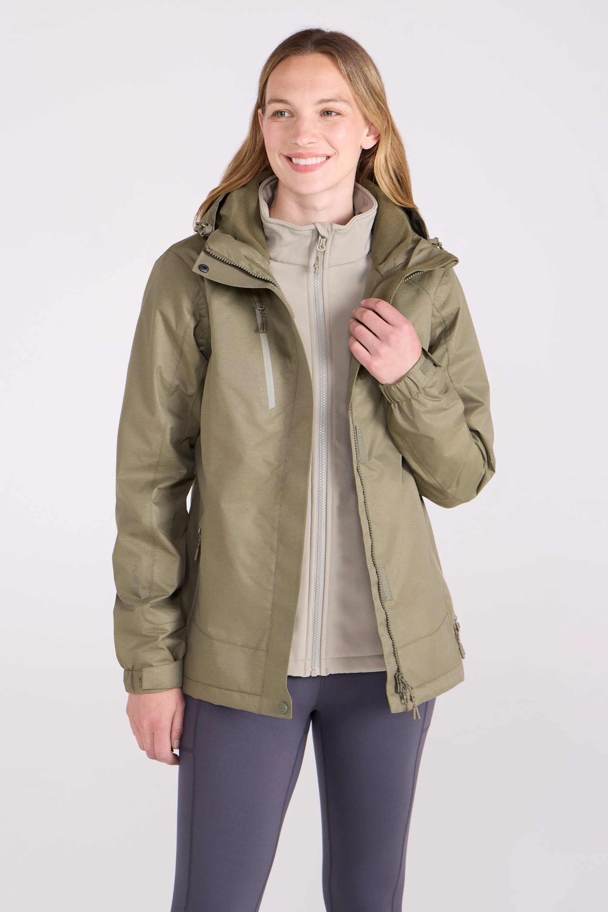 Bracken Melange Womens 3 in 1 Jacket - Green - Green - Size: 14 - Mountain Warehouse - FashionsVida