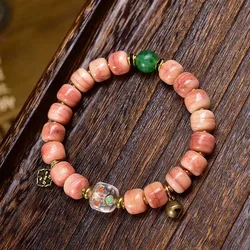 Natural Powder Half Blood Camel Bone Bracelet Single Round Bucket Bead White Crystal Glazed A Dull Braceletlit. inviting wealth