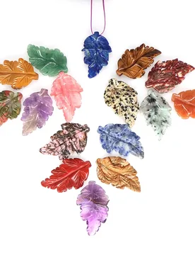 Leaf Shape Pendant Natural Stone Quartz Reiki Healing Crystal Gems With Hole For DIY Necklace Charm Jewelry Accessory Gifts - Aliexpress - FashionsVida